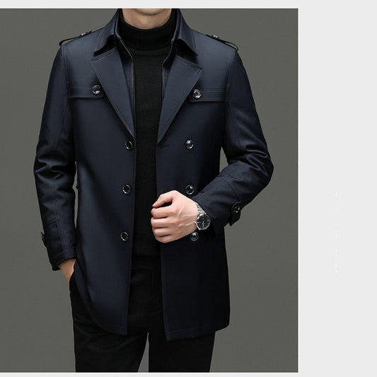 Casaco masculino de comprimento médio com interior removível